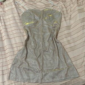 Elegant Apricot Glitter Dress